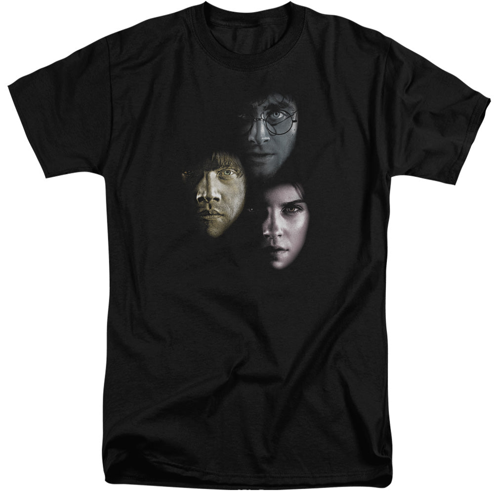 AN OFFCIALLY LICENSED HARRY POTTER HERO HEADS MEN'S TALL FIT T-SHIRT BLACK