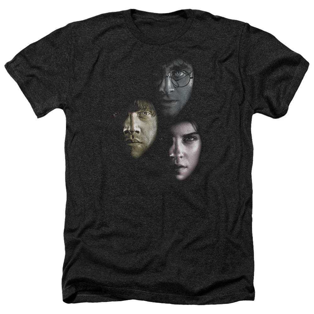 AN OFFCIALLY LICENSED HARRY POTTER HERO HEADS MEN'S HEATHER T-SHIRT CHARCOAL