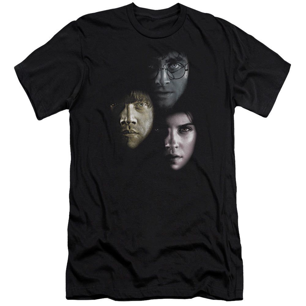AN OFFCIALLY LICENSED HARRY POTTER HERO HEADS MEN'S PREMIUM SLIM FIT T-SHIRT BLACK