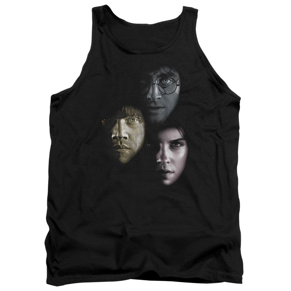 AN OFFCIALLY LICENSED HARRY POTTER HERO HEADS ADULT UNISEX TANK TOP BLACK