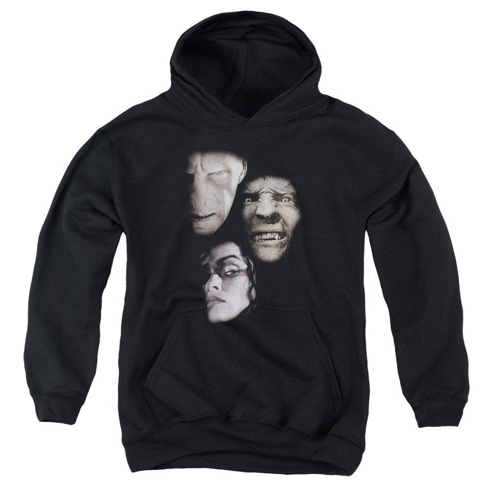 AN OFFCIALLY LICENSED HARRY POTTER VILLIAN HEADS YOUTH HOODIE BLACK