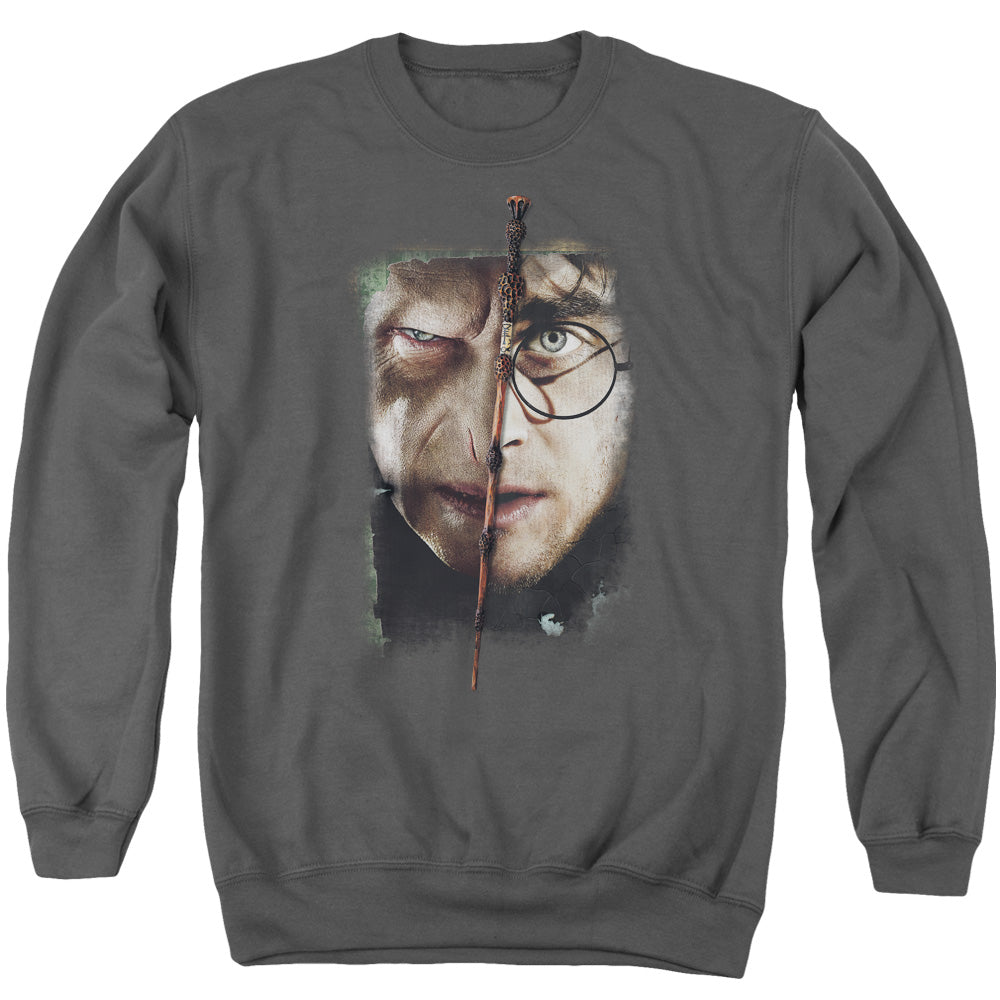 AN OFFCIALLY LICENSED HARRY POTTER IT ALL ENDS HERE ADULT UNISEX CREWNECK SWEATSHIRT CHARCOAL