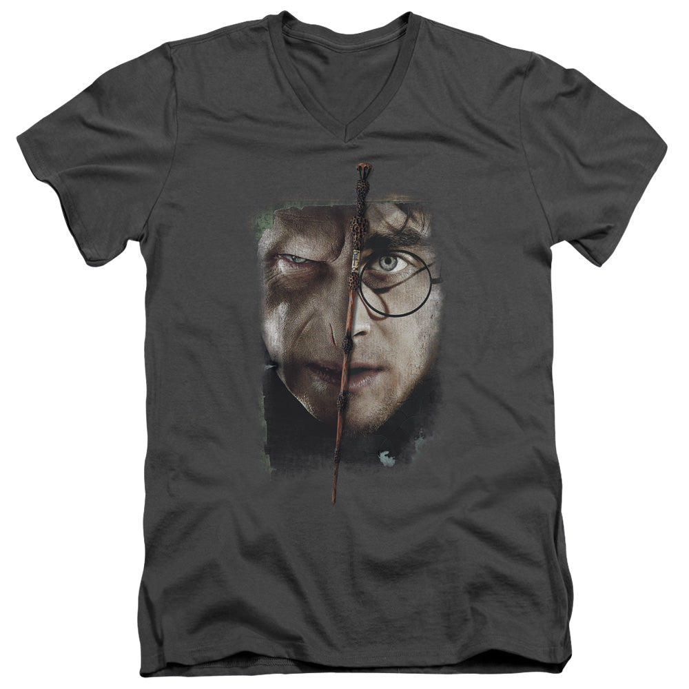AN OFFCIALLY LICENSED HARRY POTTER IT ALL ENDS HERE MEN'S V-NECK T-SHIRT CHARCOAL