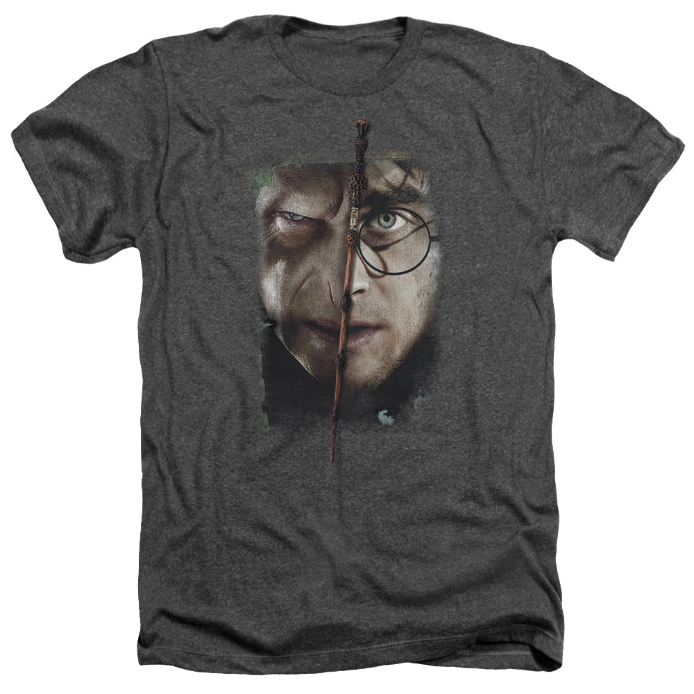 AN OFFCIALLY LICENSED HARRY POTTER IT ALL ENDS HERE MEN'S HEATHER T-SHIRT CHARCOAL