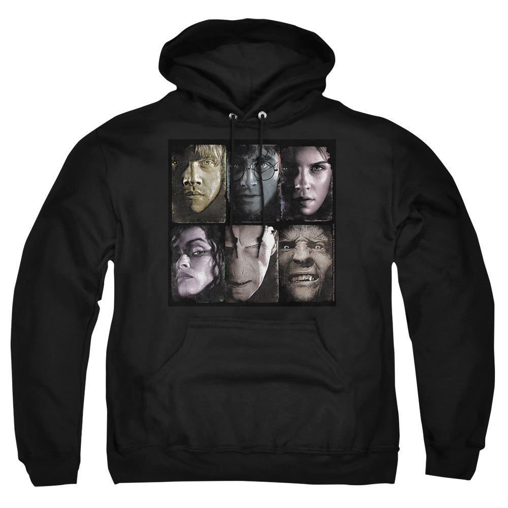 AN OFFCIALLY LICENSED HARRY POTTER HORIZONTAL HEADS ADULT UNISEX PULLOVER HOODIE BLACK