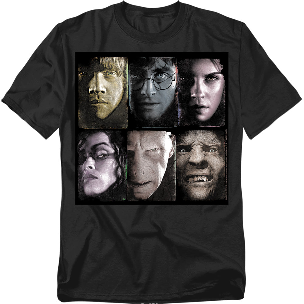 AN OFFCIALLY LICENSED HARRY POTTER HORIZONTAL HEADS MEN'S REGULAR FIT T-SHIRT BLACK