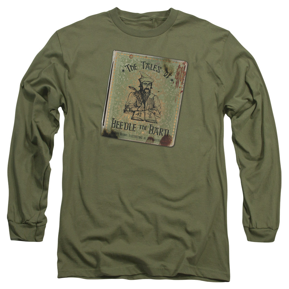 AN OFFCIALLY LICENSED HARRY POTTER BEEDLE THE BARD MEN'S LONG SLEEVE T-SHIRT MILITARY GREEN