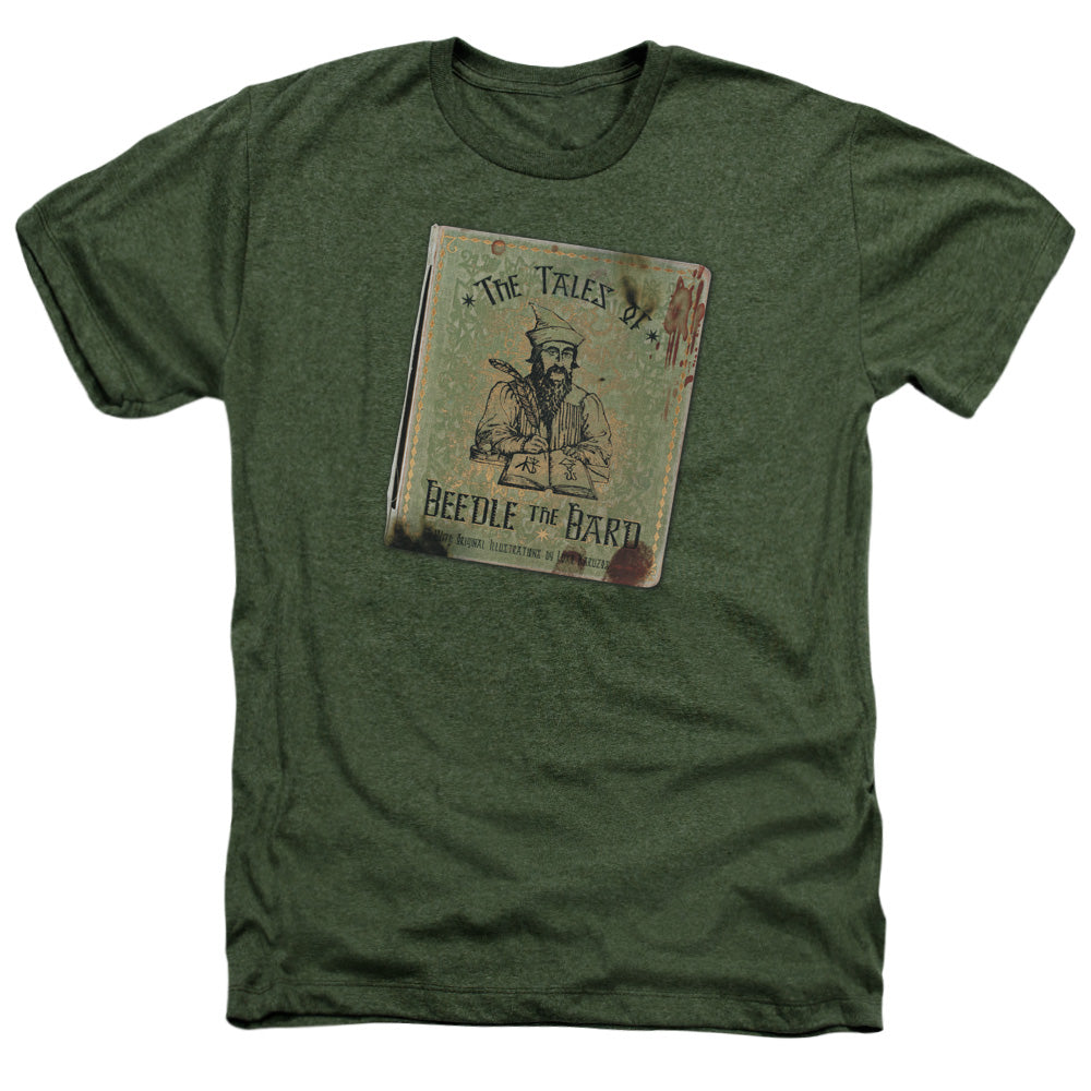 AN OFFCIALLY LICENSED HARRY POTTER BEEDLE THE BARD MEN'S HEATHER T-SHIRT MILITARY GREEN