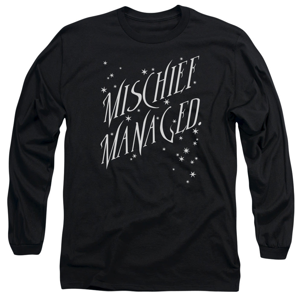 AN OFFCIALLY LICENSED HARRY POTTER MISCHIEF MANAGED 4 MEN'S LONG SLEEVE T-SHIRT BLACK