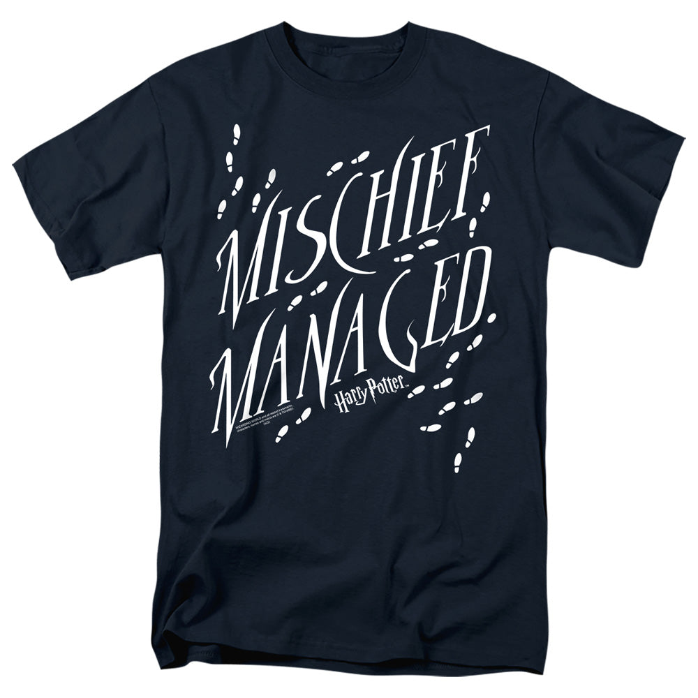 AN OFFCIALLY LICENSED HARRY POTTER MISCHIEF MANAGED 4 MEN'S REGULAR FIT T-SHIRT BLACK