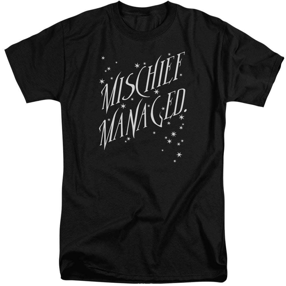 AN OFFCIALLY LICENSED HARRY POTTER MISCHIEF MANAGED 4 MEN'S TALL FIT T-SHIRT BLACK