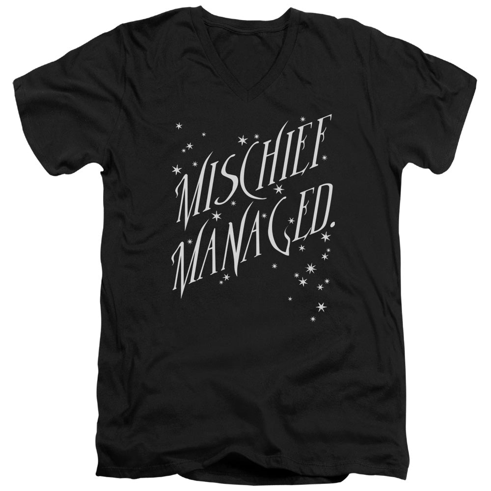 AN OFFCIALLY LICENSED HARRY POTTER MISCHIEF MANAGED 4 MEN'S V-NECK T-SHIRT BLACK