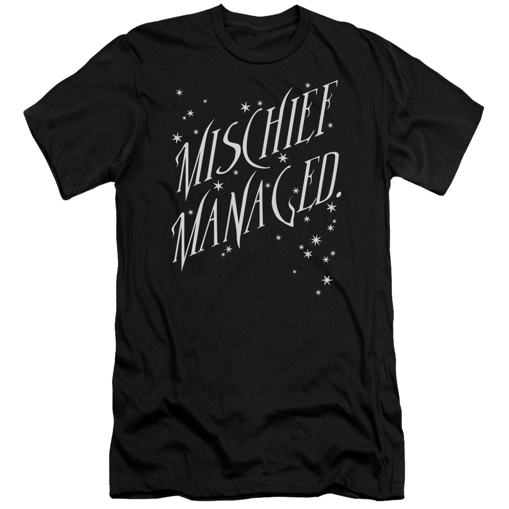 AN OFFCIALLY LICENSED HARRY POTTER MISCHIEF MANAGED 4 MEN'S PREMIUM SLIM FIT T-SHIRT BLACK