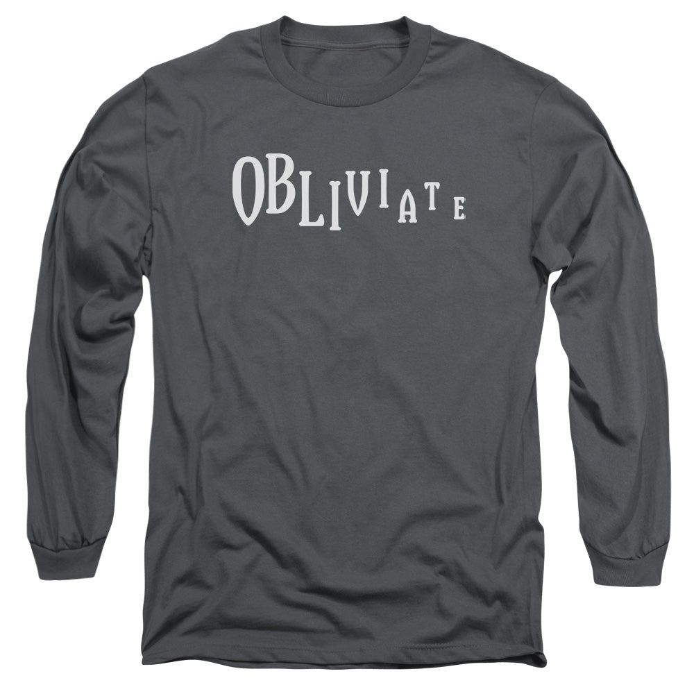 AN OFFCIALLY LICENSED HARRY POTTER OBLIVIATE MEN'S LONG SLEEVE T-SHIRT CHARCOAL