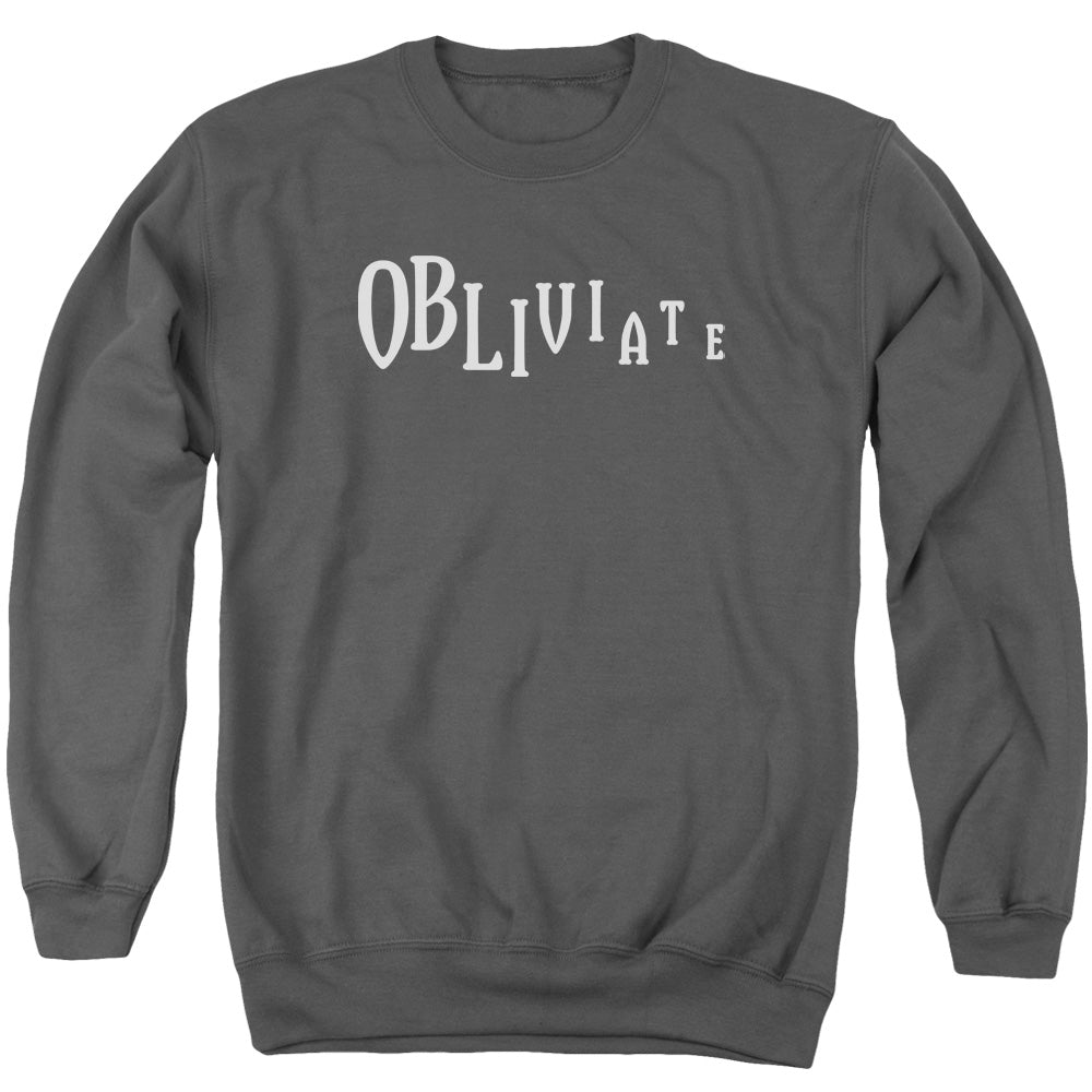 AN OFFCIALLY LICENSED HARRY POTTER OBLIVIATE ADULT UNISEX CREWNECK SWEATSHIRT CHARCOAL