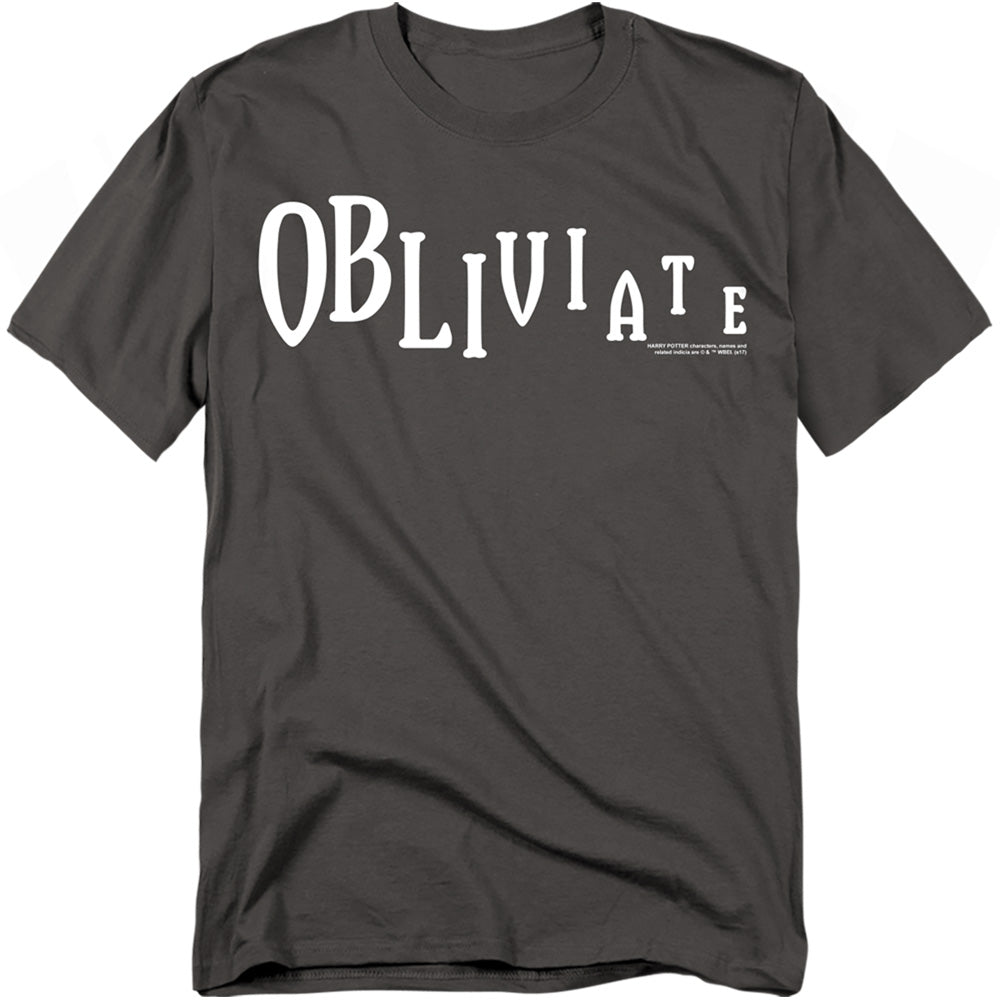 AN OFFCIALLY LICENSED HARRY POTTER OBLIVIATE MEN'S REGULAR FIT T-SHIRT CHARCOAL
