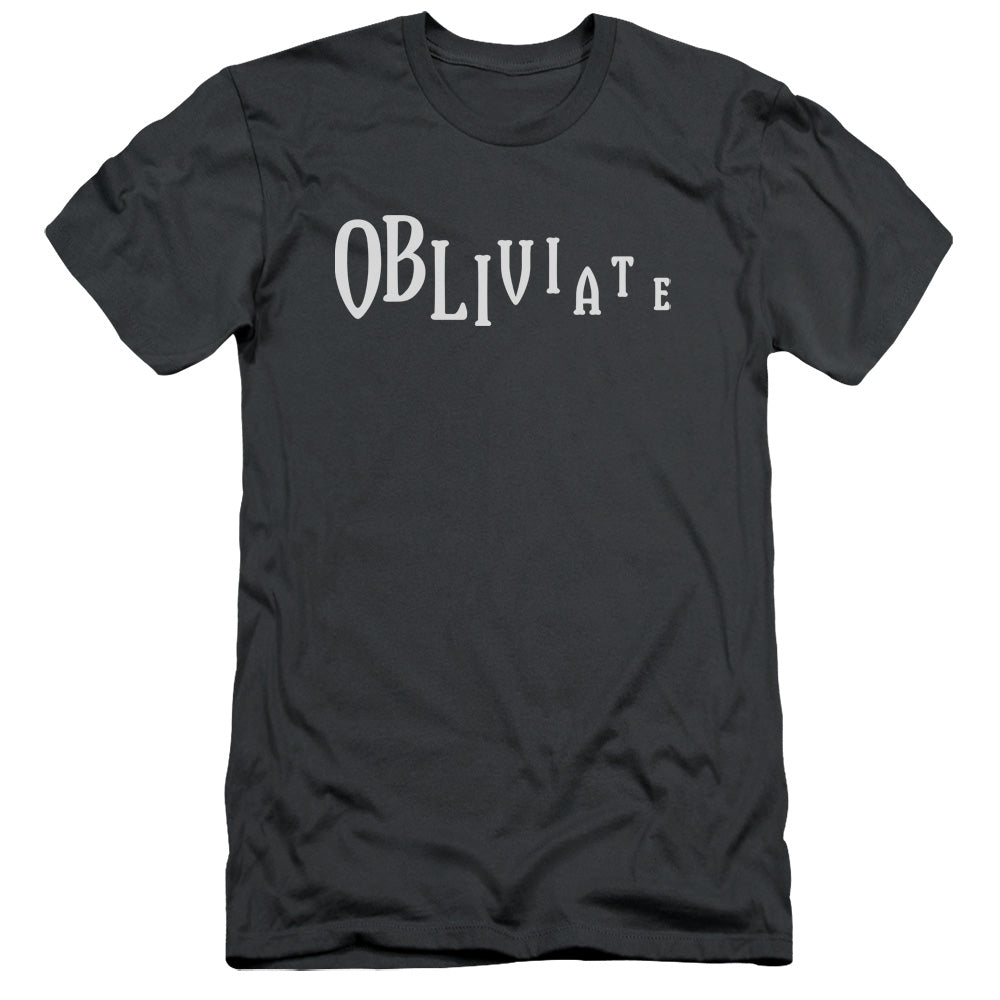 AN OFFCIALLY LICENSED HARRY POTTER OBLIVIATE MEN'S PREMIUM SLIM FIT T-SHIRT CHARCOAL