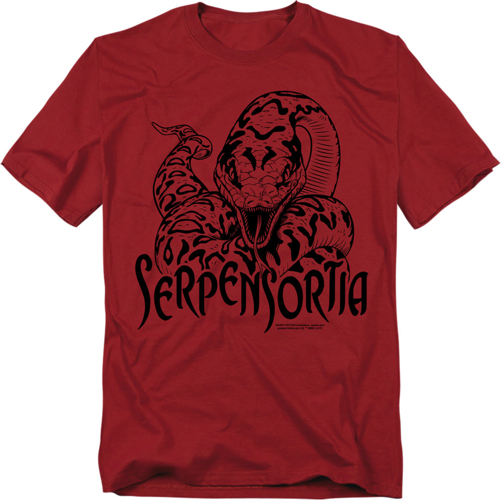 AN OFFCIALLY LICENSED HARRY POTTER SERPENSORTIA MEN'S REGULAR FIT T-SHIRT CARDINAL