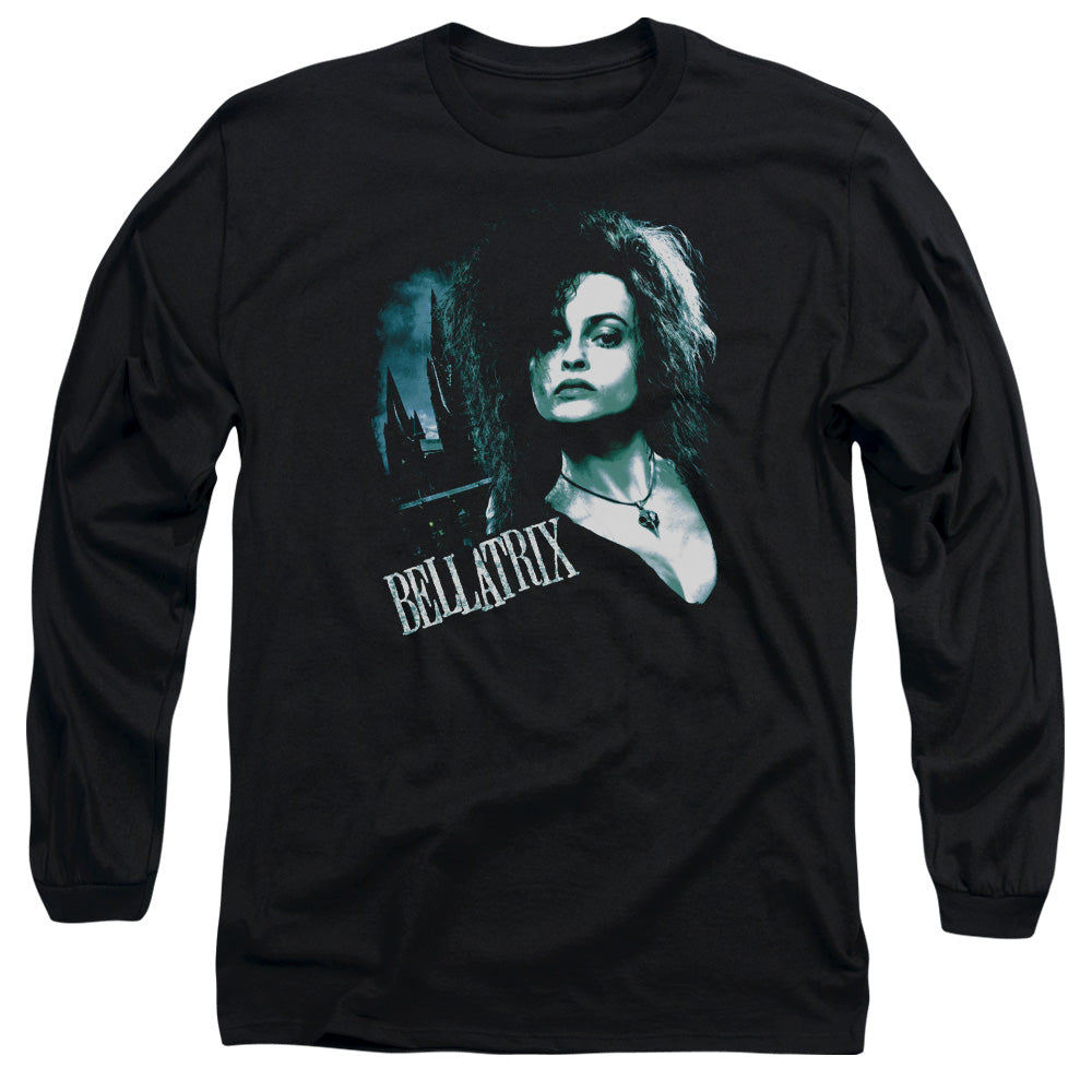AN OFFCIALLY LICENSED HARRY POTTER BELLATRIX CLOSEUP MEN'S LONG SLEEVE T-SHIRT BLACK