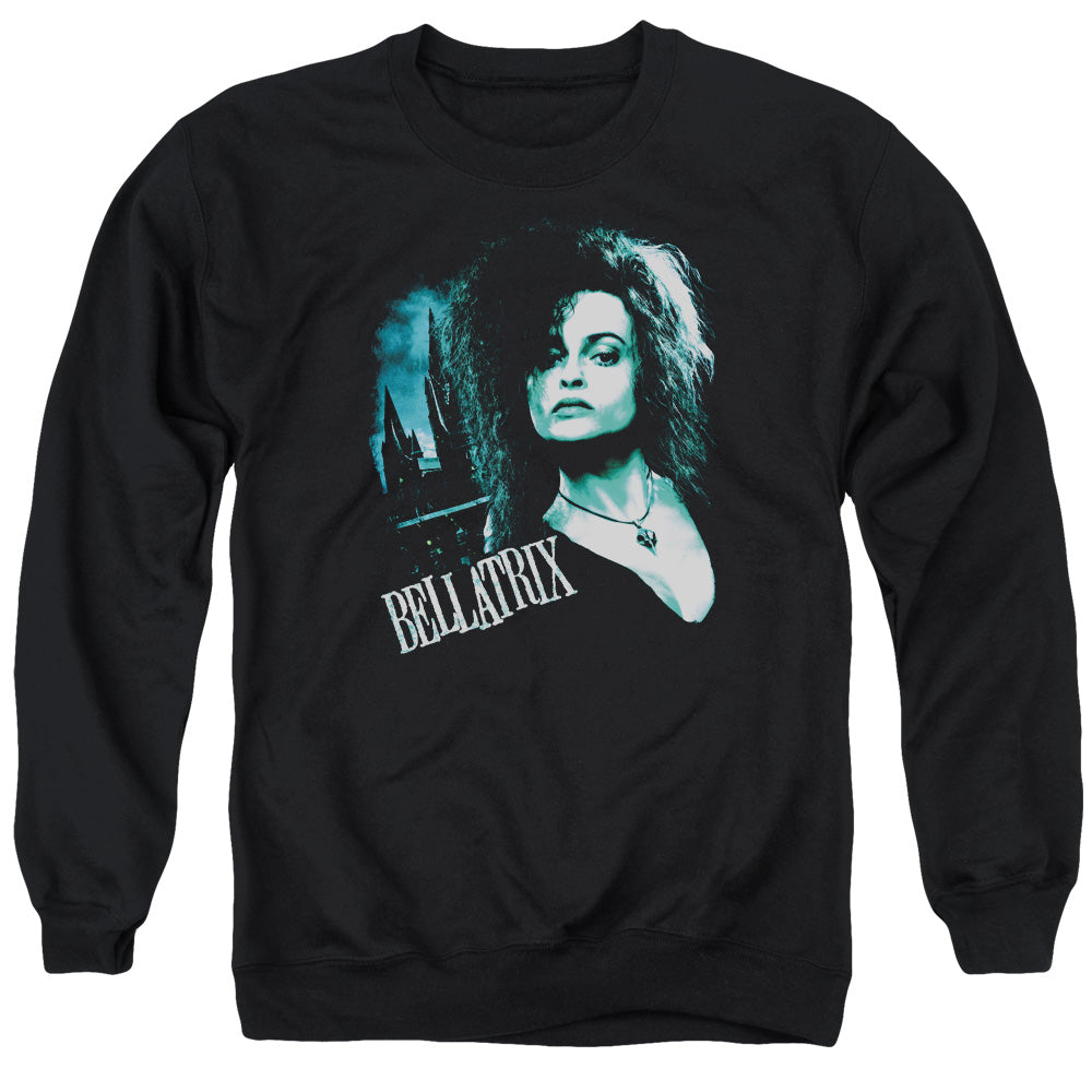 AN OFFCIALLY LICENSED HARRY POTTER BELLATRIX CLOSEUP ADULT UNISEX CREWNECK SWEATSHIRT BLACK