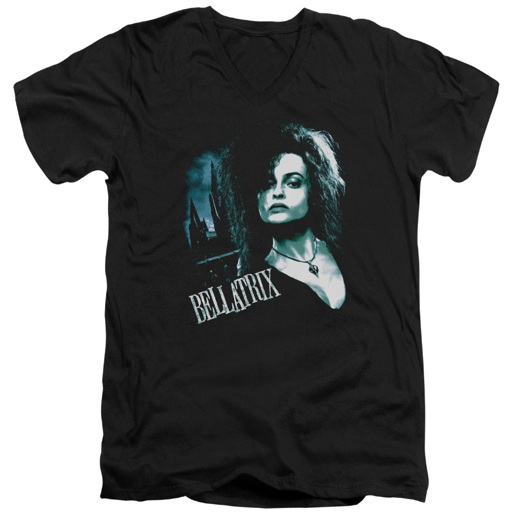 AN OFFCIALLY LICENSED HARRY POTTER BELLATRIX CLOSEUP MEN'S V-NECK T-SHIRT BLACK