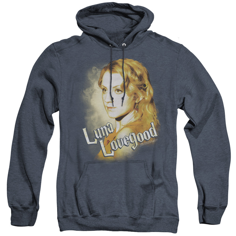 AN OFFCIALLY LICENSED HARRY POTTER LUNA CLOSEUP ADULT UNISEX HEATHER PULLOVER HOODIE NAVY