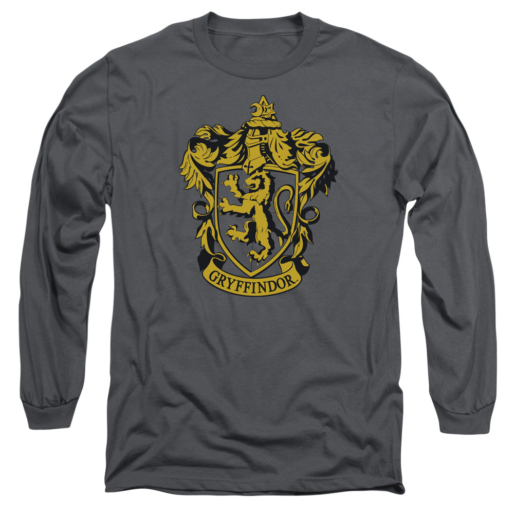 AN OFFCIALLY LICENSED HARRY POTTER GRYFFINDOR CREST MEN'S LONG SLEEVE T-SHIRT CHARCOAL