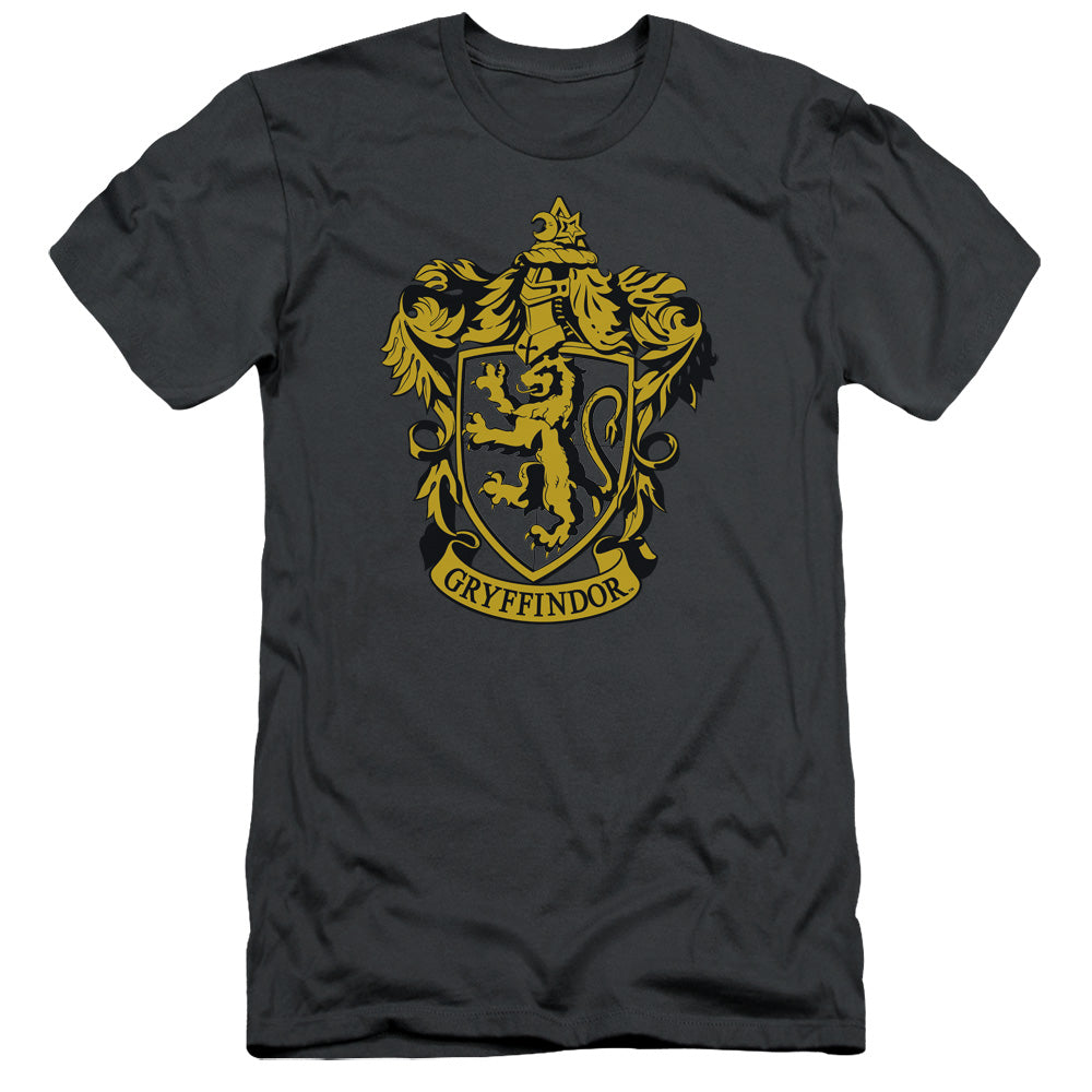 AN OFFCIALLY LICENSED HARRY POTTER GRYFFINDOR CREST MEN'S PREMIUM SLIM FIT T-SHIRT CHARCOAL