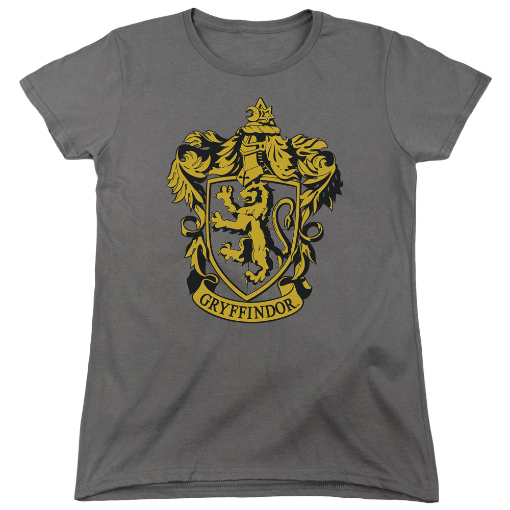 AN OFFCIALLY LICENSED HARRY POTTER GRYFFINDOR CREST WOMEN'S REGULAR FIT T-SHIRT CHARCOAL