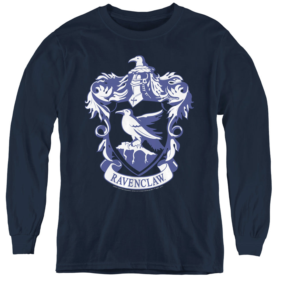 AN OFFCIALLY LICENSED HARRY POTTER RAVENCLAW CREST YOUTH LONG SLEEVE T-SHIRT NAVY