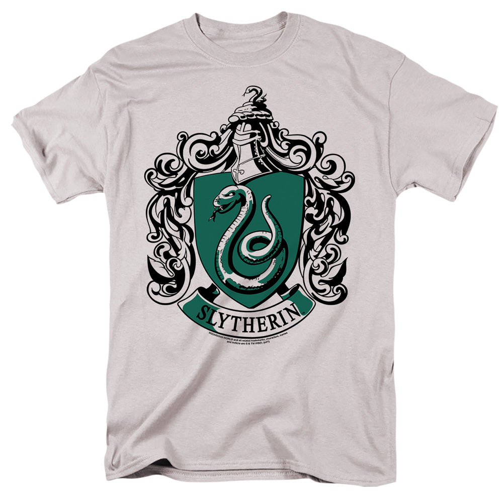 AN OFFCIALLY LICENSED HARRY POTTER SLYTHERINE CREST MEN'S REGULAR FIT T-SHIRT SILVER