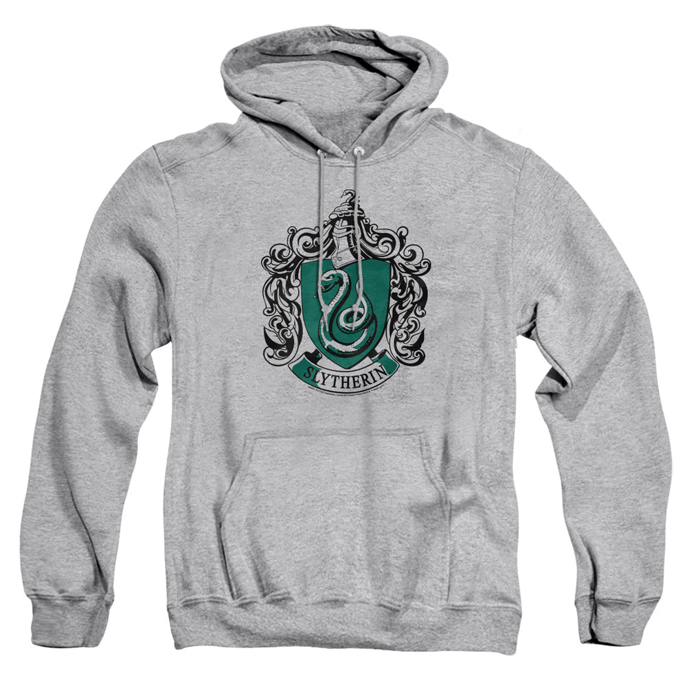 AN OFFCIALLY LICENSED HARRY POTTER SLYTHERIN CREST ADULT UNISEX PULLOVER HOODIE ATHLETIC HEATHER