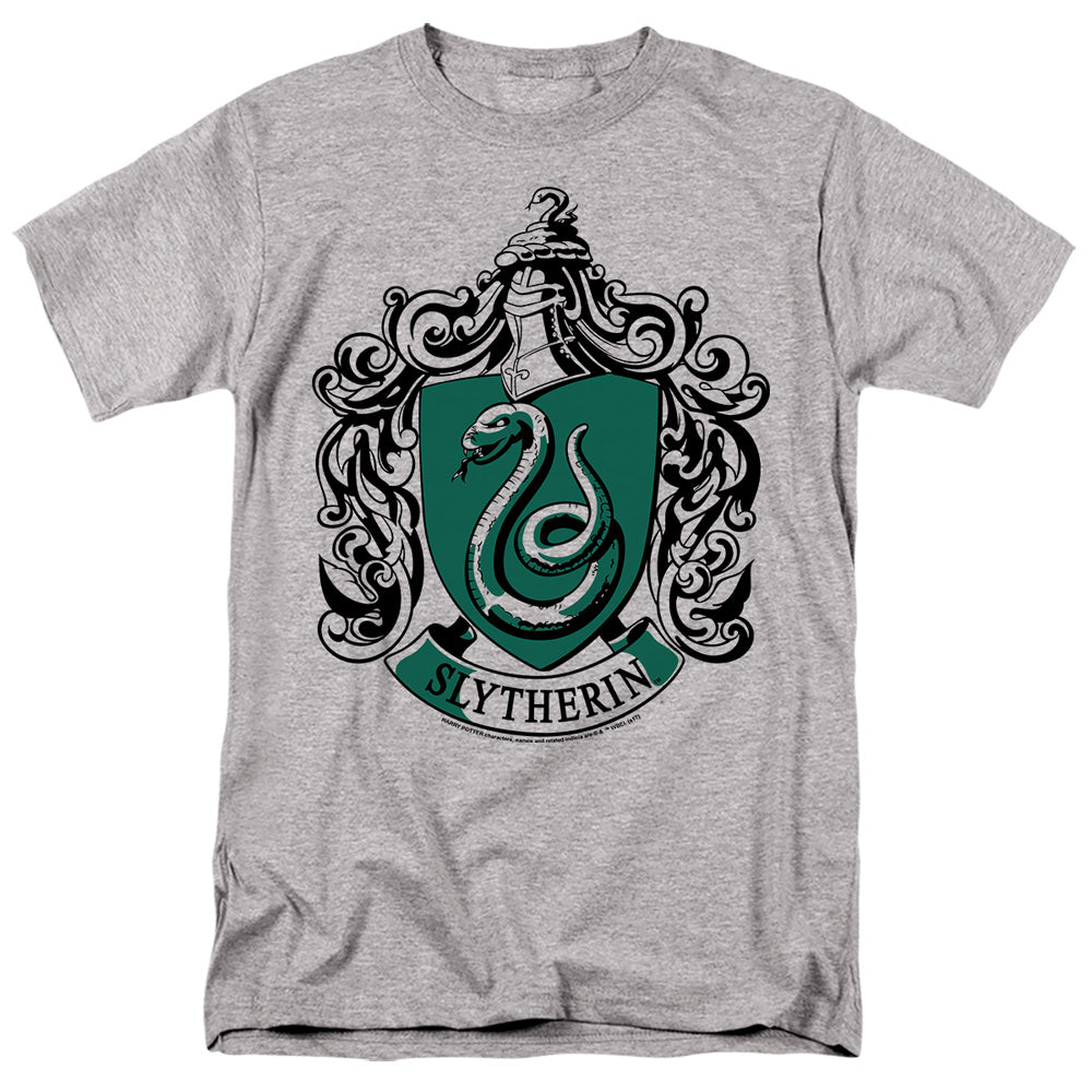 AN OFFCIALLY LICENSED HARRY POTTER SLYTHERIN CREST MEN'S REGULAR FIT T-SHIRT ATHLETIC HEATHER