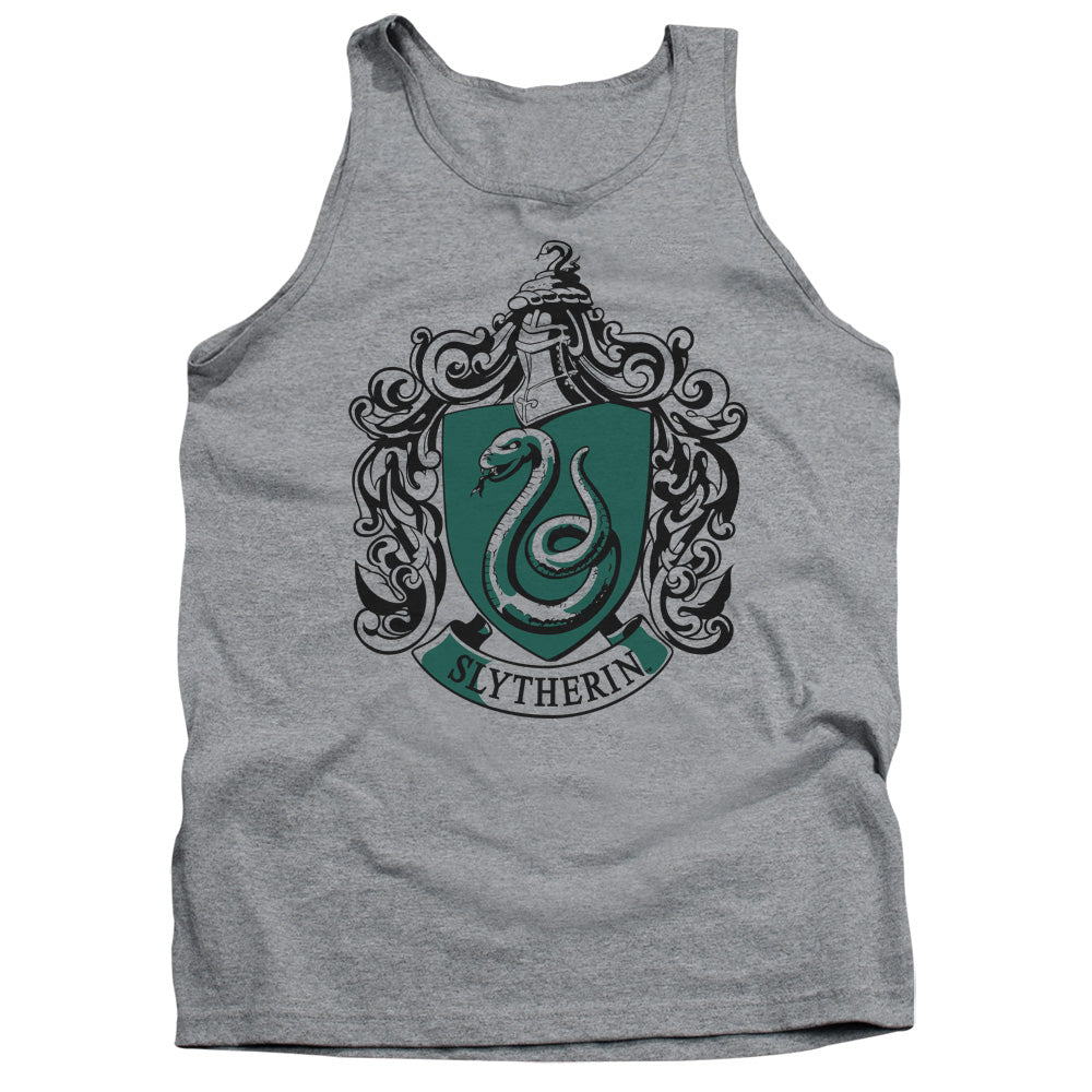 AN OFFCIALLY LICENSED HARRY POTTER SLYTHERIN CREST ADULT UNISEX TANK TOP ATHLETIC HEATHER
