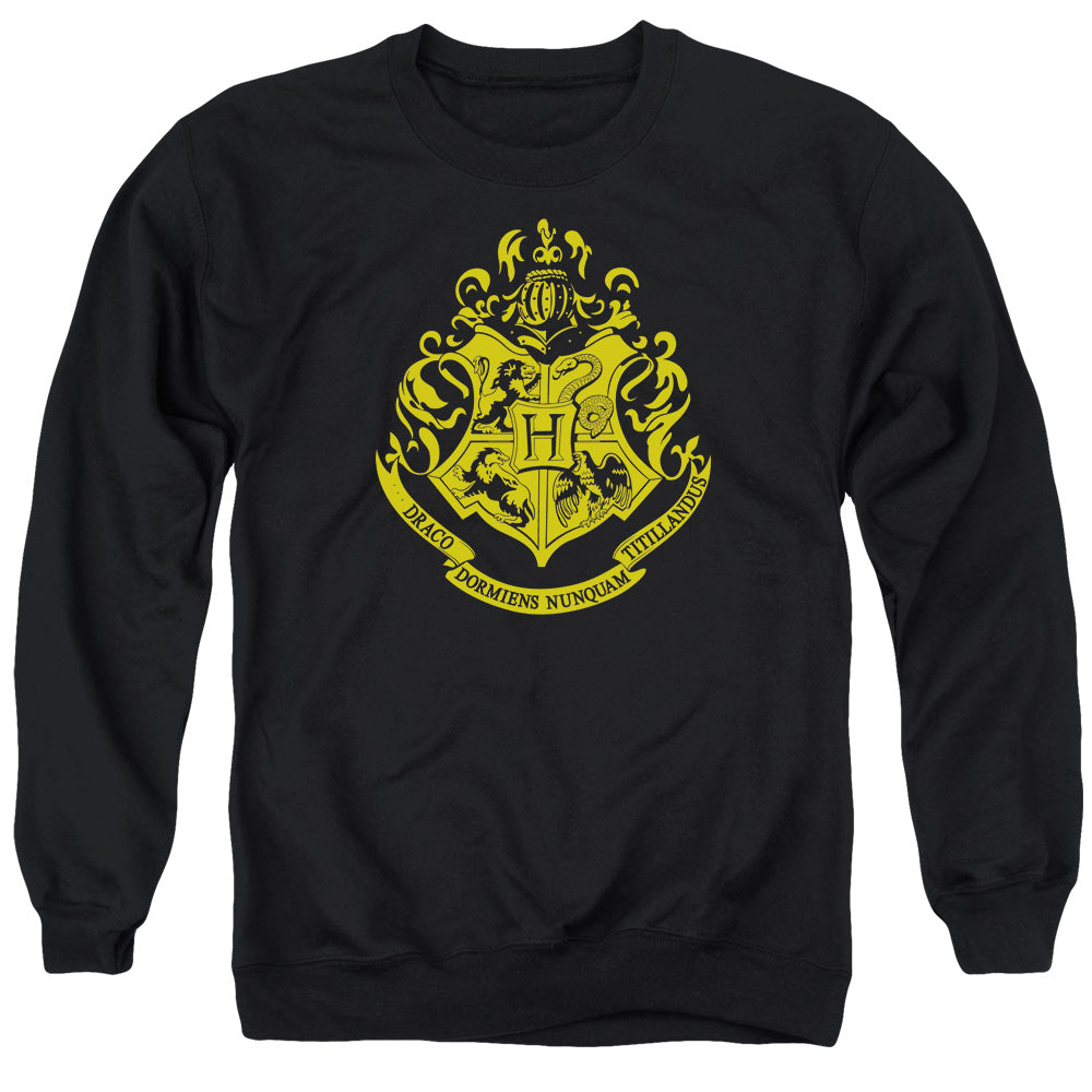 AN OFFCIALLY LICENSED HARRY POTTER HOGWARTS CREST ADULT UNISEX CREWNECK SWEATSHIRT BLACK