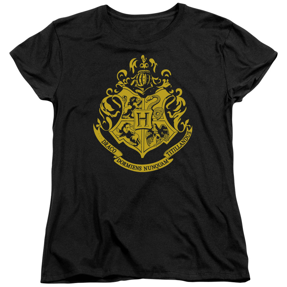 AN OFFCIALLY LICENSED HARRY POTTER HOGWARTS CREST WOMEN'S REGULAR FIT T-SHIRT ATHLETIC HEATHER