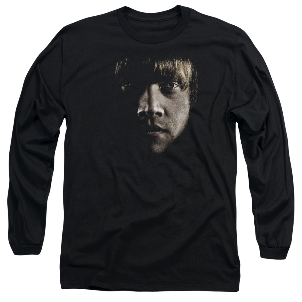 AN OFFCIALLY LICENSED HARRY POTTER RON POSTER HEAD MEN'S LONG SLEEVE T-SHIRT BLACK