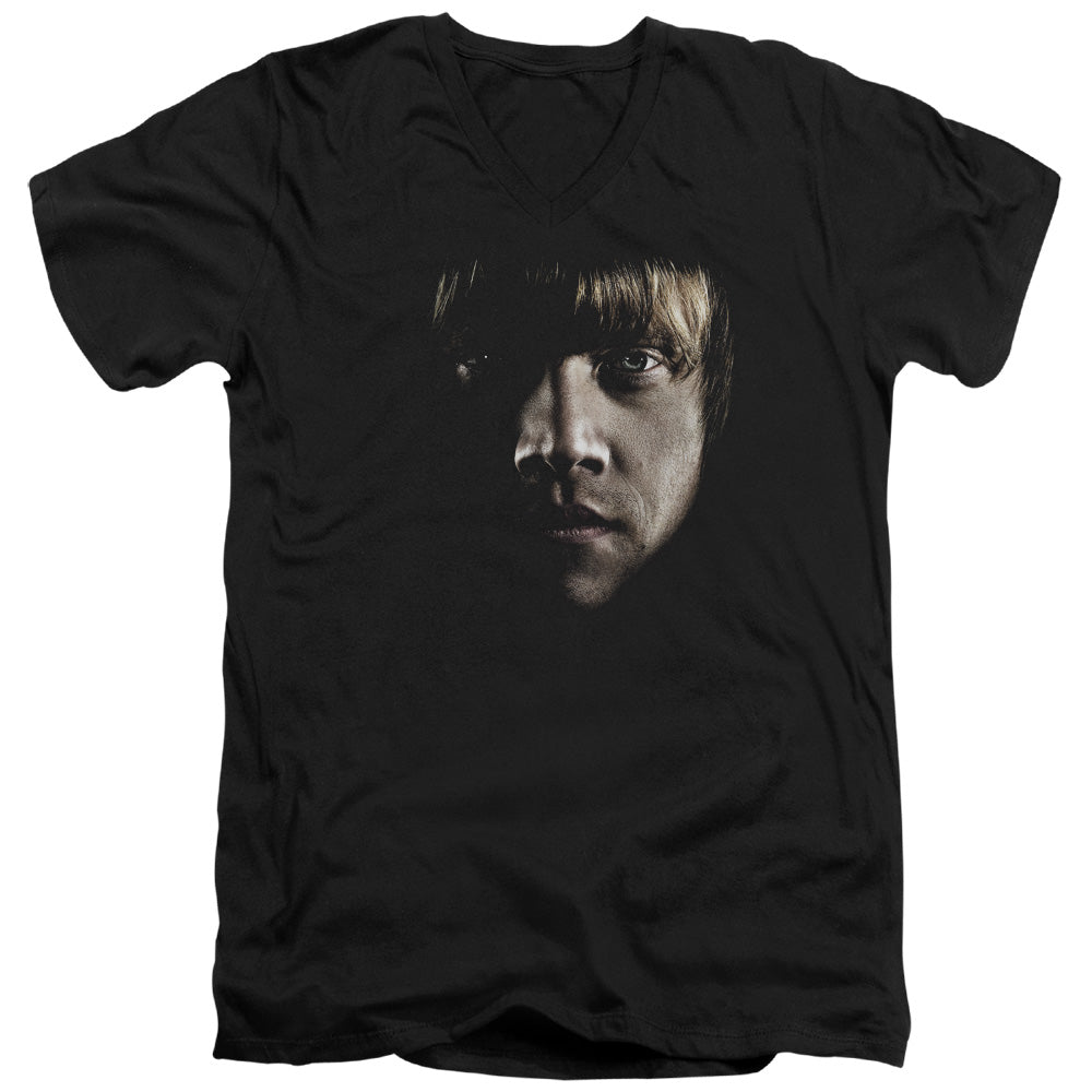 AN OFFCIALLY LICENSED HARRY POTTER RON POSTER HEAD MEN'S V-NECK T-SHIRT BLACK