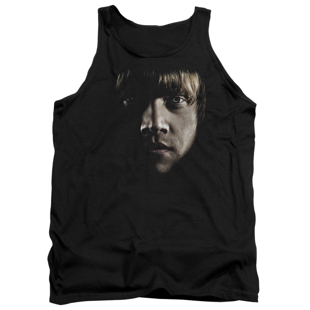 AN OFFCIALLY LICENSED HARRY POTTER RON POSTER HEAD ADULT UNISEX TANK TOP BLACK