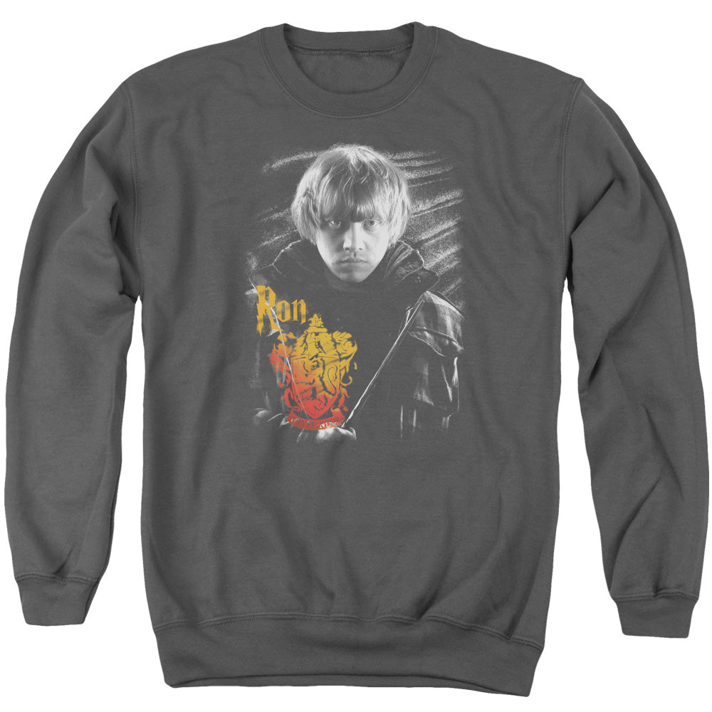 AN OFFCIALLY LICENSED HARRY POTTER RON PORTRAIT ADULT UNISEX CREWNECK SWEATSHIRT CHARCOAL