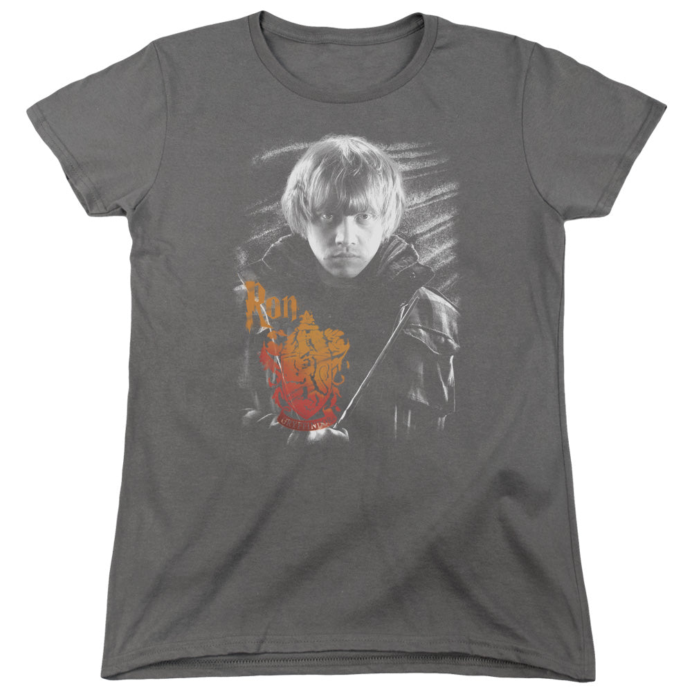 AN OFFCIALLY LICENSED HARRY POTTER RON PORTRAIT WOMEN'S REGULAR FIT T-SHIRT CHARCOAL