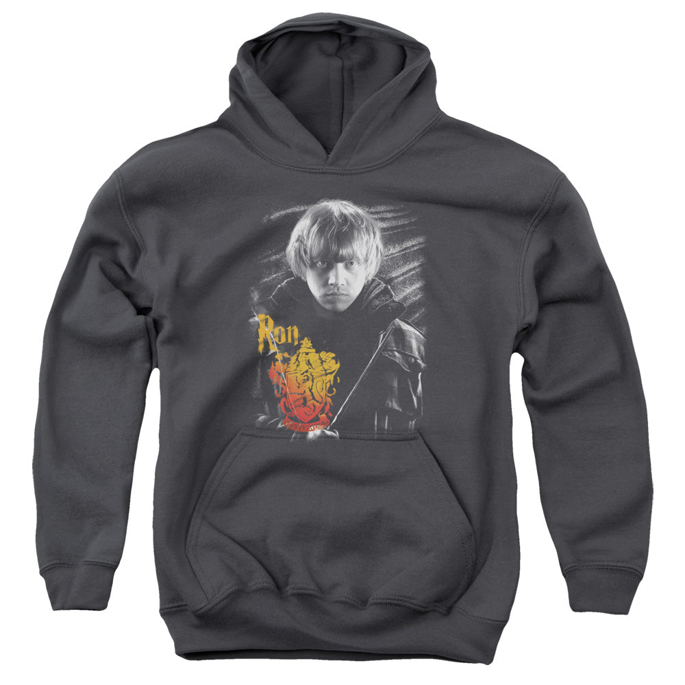 AN OFFCIALLY LICENSED HARRY POTTER RON PORTRAIT YOUTH HOODIE CHARCOAL