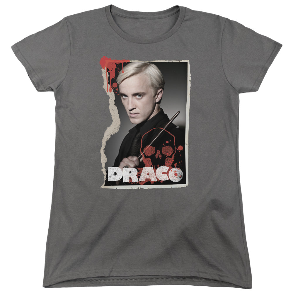 AN OFFCIALLY LICENSED HARRY POTTER DRACO FRAME WOMEN'S REGULAR FIT T-SHIRT CHARCOAL