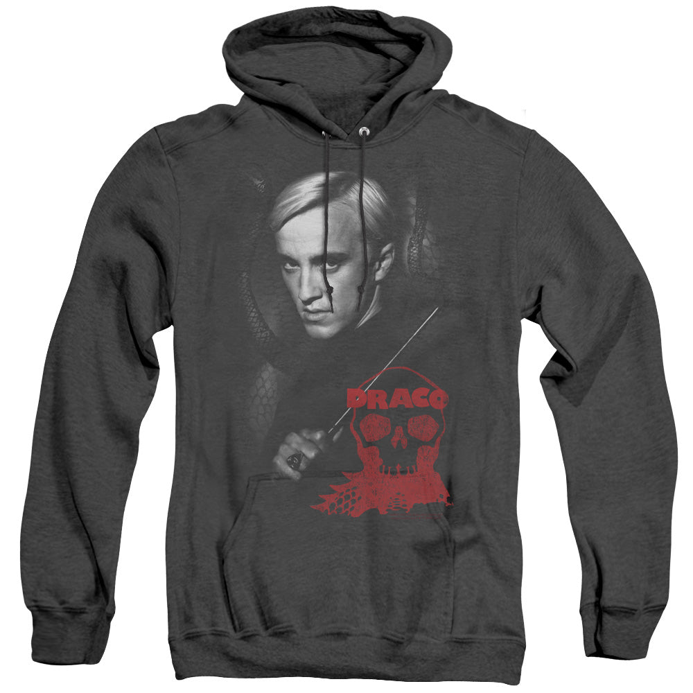 AN OFFCIALLY LICENSED HARRY POTTER DRACO PORTRAIT ADULT UNISEX HEATHER PULLOVER HOODIE BLACK