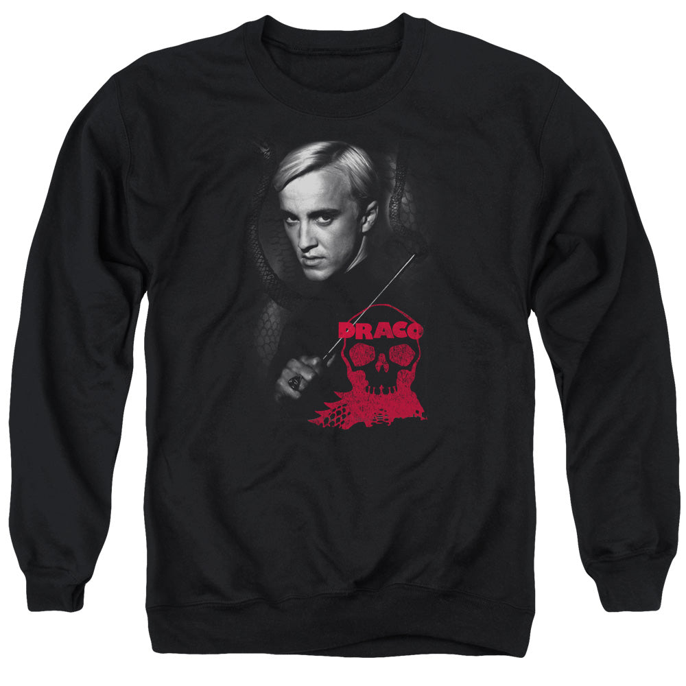 AN OFFCIALLY LICENSED HARRY POTTER DRACO PORTRAIT ADULT UNISEX CREWNECK SWEATSHIRT BLACK