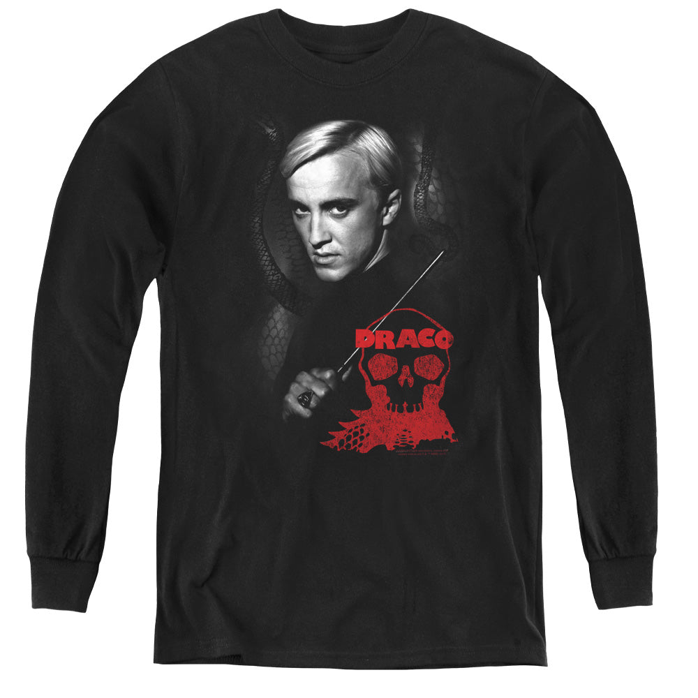 AN OFFCIALLY LICENSED HARRY POTTER DRACO PORTRAIT YOUTH LONG SLEEVE T-SHIRT BLACK
