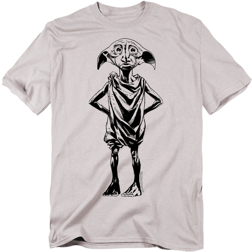 AN OFFCIALLY LICENSED HARRY POTTER DOBBY MEN'S REGULAR FIT T-SHIRT SILVER