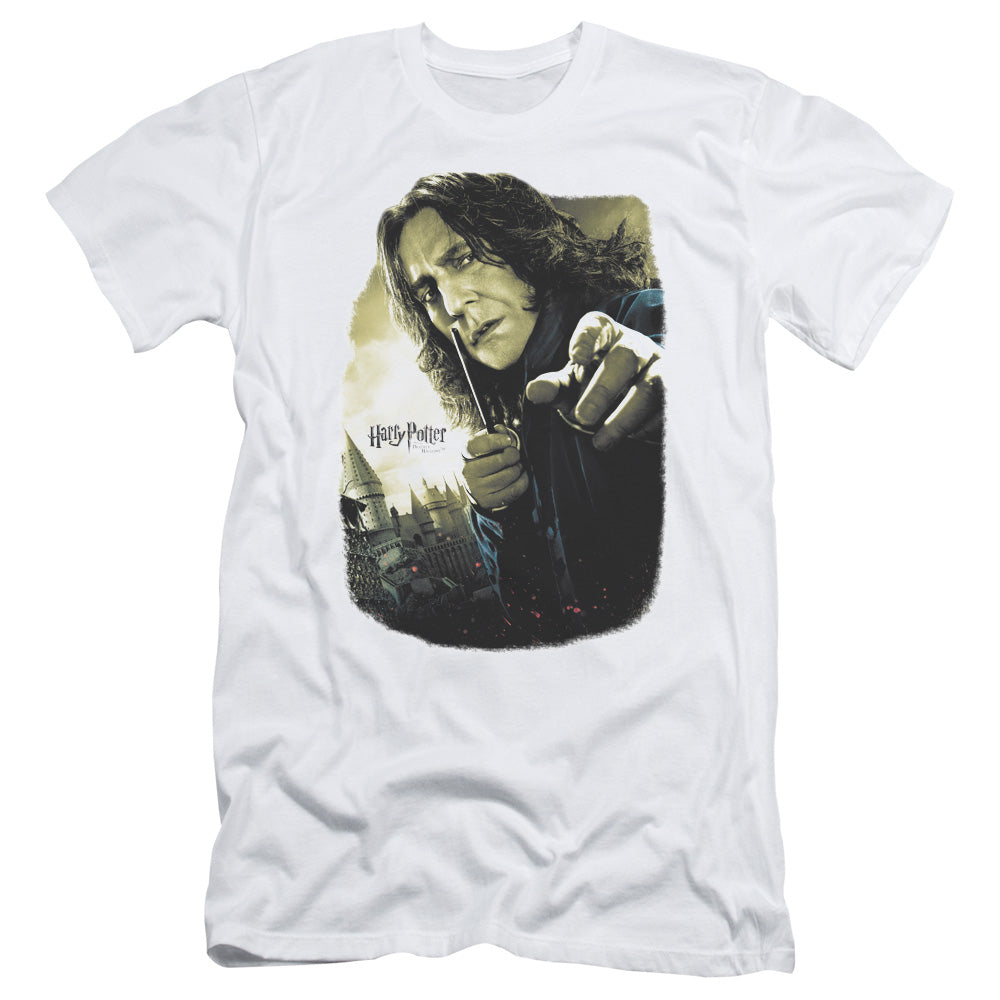 AN OFFCIALLY LICENSED HARRY POTTER SNAPE POSTER MEN'S PREMIUM SLIM FIT T-SHIRT WHITE