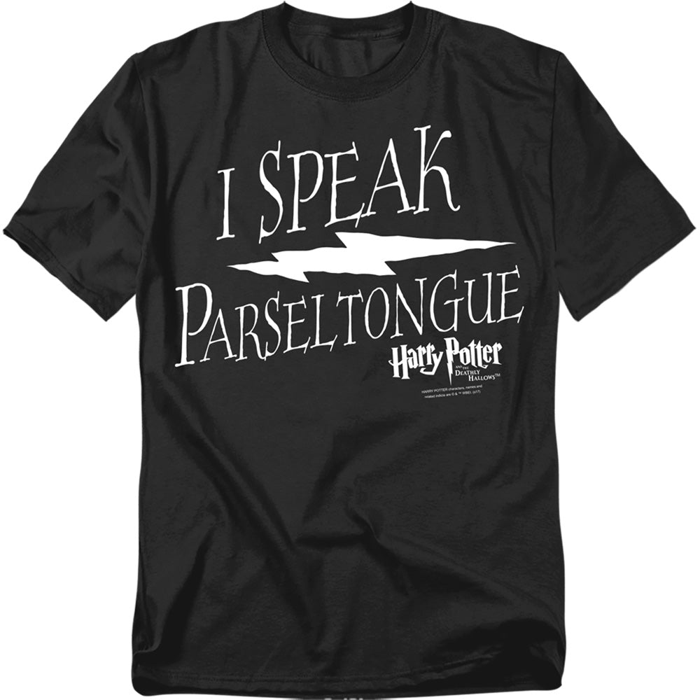 AN OFFCIALLY LICENSED HARRY POTTER I SPEAK PARSELTONGUE MEN'S REGULAR FIT T-SHIRT BLACK