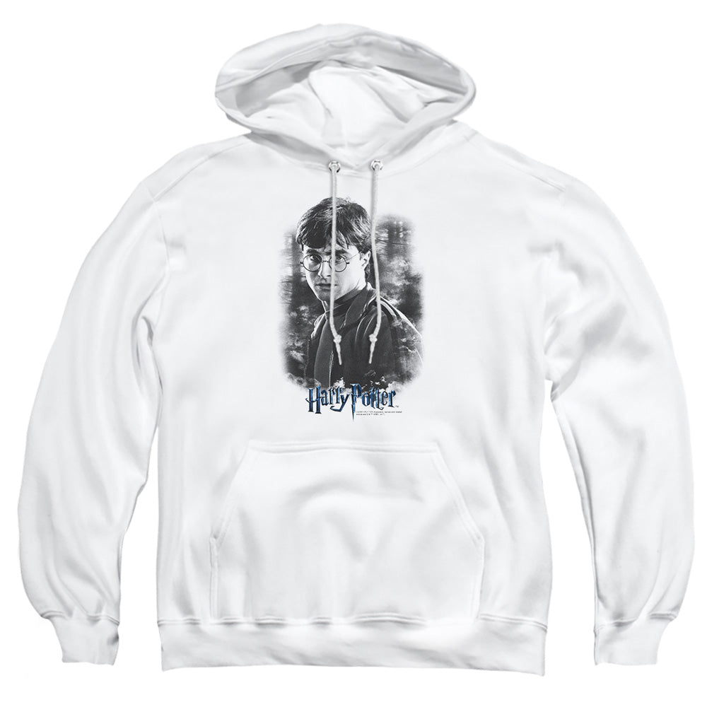 AN OFFCIALLY LICENSED HARRY POTTER HARRY IN THE WOODS ADULT UNISEX PULLOVER HOODIE WHITE